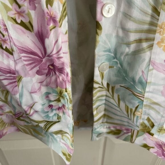 Alfred Dunner Sz 10 Floral Button Jacket Tropical Coastal Spring Summer - Picture 4 of 16